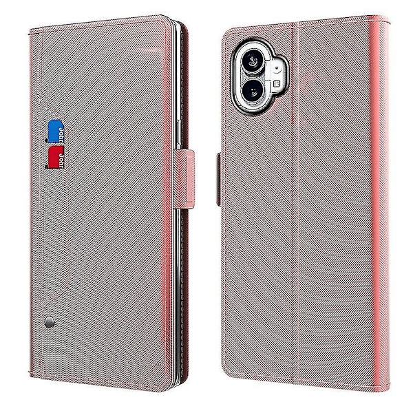 Alt-i-ett skinnmagnetisk lommebokdeksel kompatibel med Nothing Phone 1 med kortspor og støtte Pink