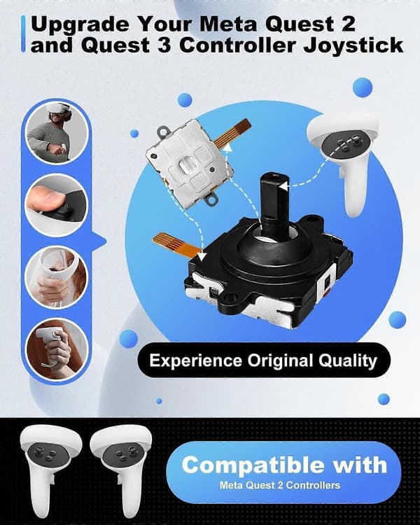 13 i 1 Joystick Erstatningssett for Oculus Quest 2 Kontroller, Tilbehør for Oculus Quest 2 Kontroller og Meta Quest 2 Kontroller