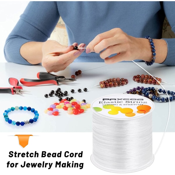 Polyester 1 mm elastisk armbåndsnor Elastisk perlesnor for smykkefremstilling og armbåndfremstilling, hvit