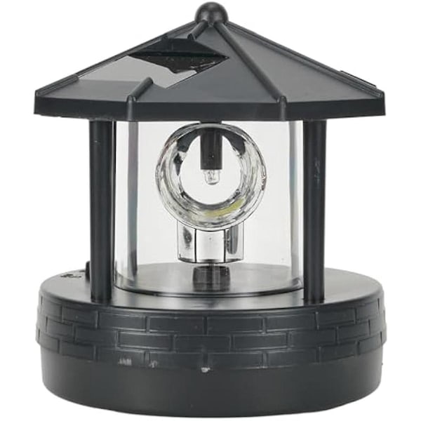 LED Solcellsdriven Fyrtorn, 360 Grader Roterande Lampa LED Solcellsdriven Fyrtorn Landskapsbelysning