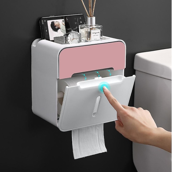 Enkel og kreativ toalettpapirboks uten stansing Vanntett  rullpapiroppbevaring Toalettpapirboks Veggmontert Creative papirboks til  hjemmet 63f0 | Fyndiq