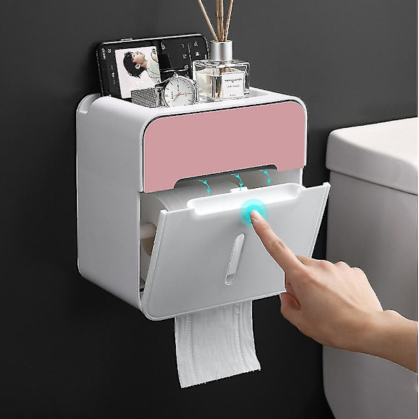 Yksinkertainen ja luova WC-paperiteline ilman reikää, vedenpitävä rullapaperiteline, seinälle kiinnitettävä kotitalouksien luova paperiteline