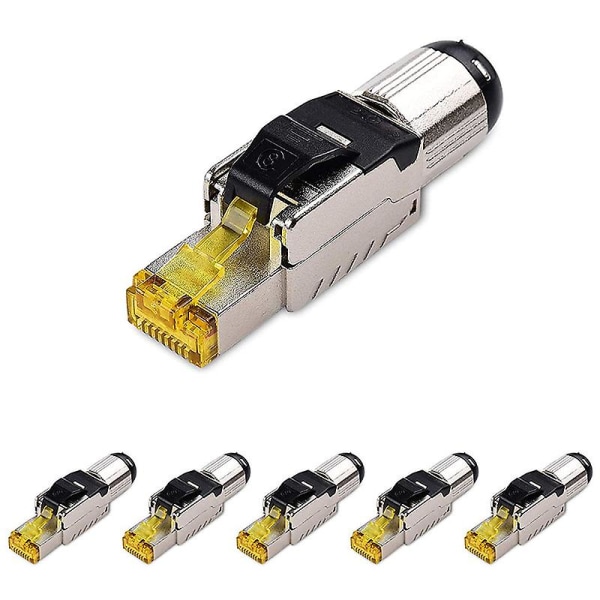 6-pack Tool Free Shielded Rj45 Cat 8,cat8 Termination Plug,cat8 Plug