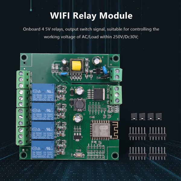 Esp8266 Esp-12f Wifi-relémodul 4chl Ac90-250v/7-30v/5v Relé S For Ide Iot Remo