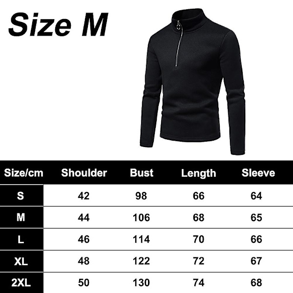Herr löpartröjor med dragkedja 1/4 fleece pullover långärmad tröjor svart ,m