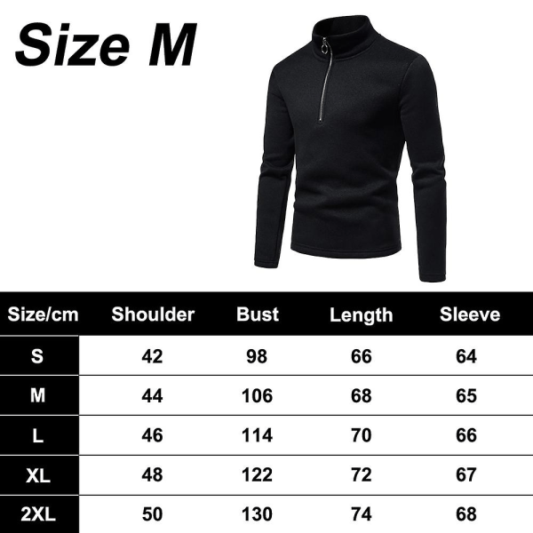 Løbeatletikskjorter til mænd 1/4 fleecetrøje med lynlås Langærmede sweatshirts sort ,m