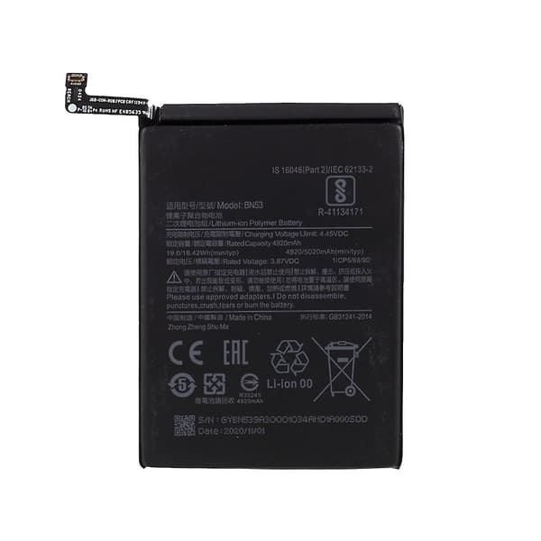 3.85V 4920mAh erstatningsbatteri (Encode: BN53) for Xiaomi Redmi Note 9 Pro