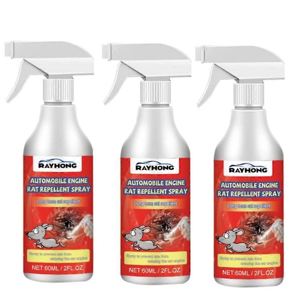3-pack Råttgift för utomhusbilmotor, Musspray, Gnagareavvisande Spray, Effektiv Avvisningsanordning, Hushållsanvändning