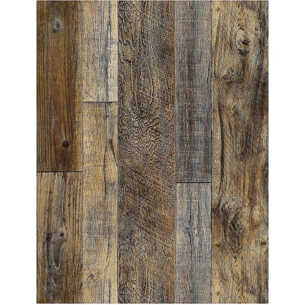 2 Skala och trä planka trä planka tapeter överlappning 17,7 tum X 9,8 tum brun vinyl självhäftande dekoration
