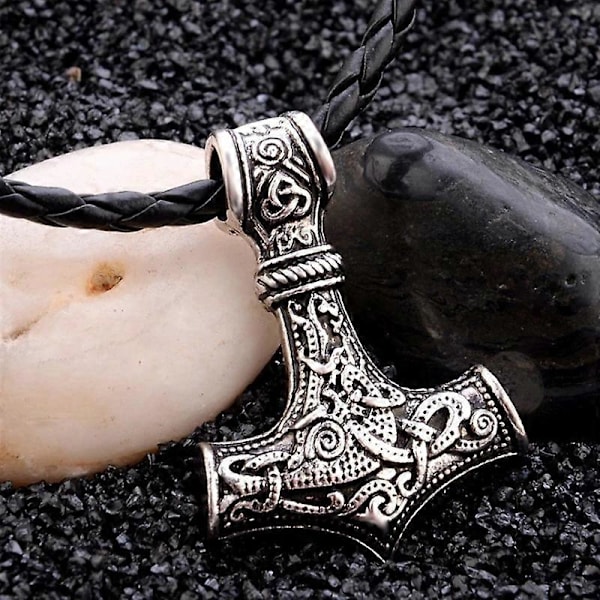 Halsband Tors hammare Konstläder Silver silver