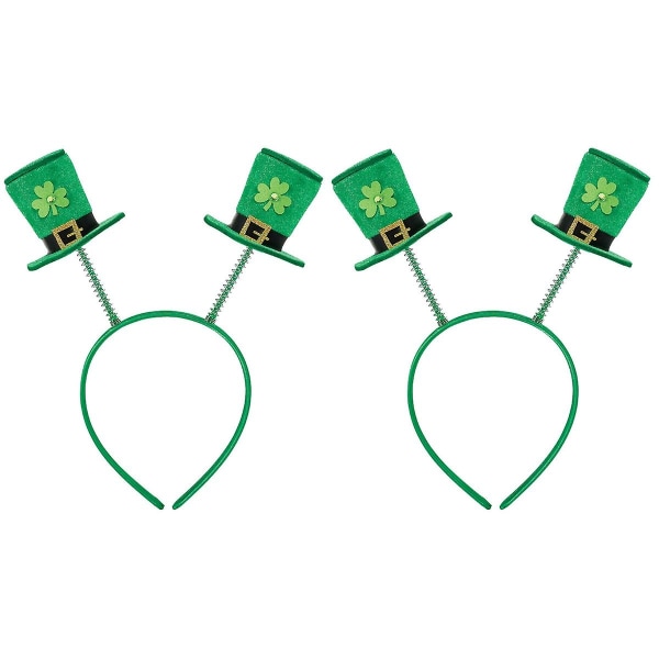 2 stk St Patricks pandebånd Clover Shamrock hår Hovedstykke Boppers festhat til kvinder (grøn)