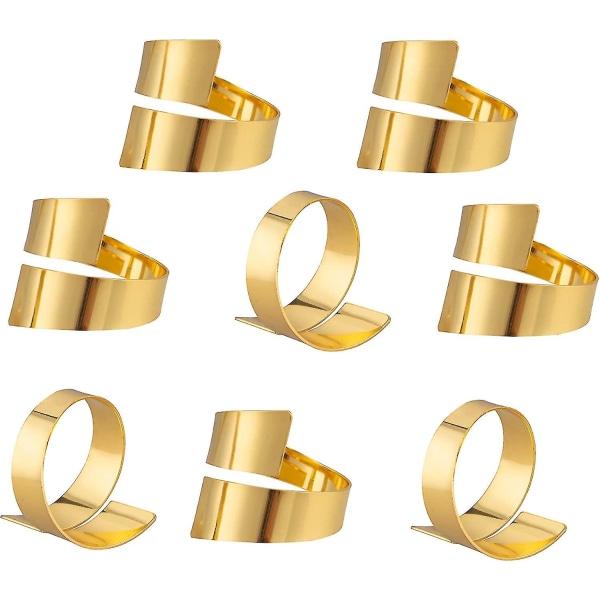8 st Servettringar Metall Servetthållare Guld Servettring Set För Jul Bröllopsfest Bankett Middagsbordsdekor (guld)