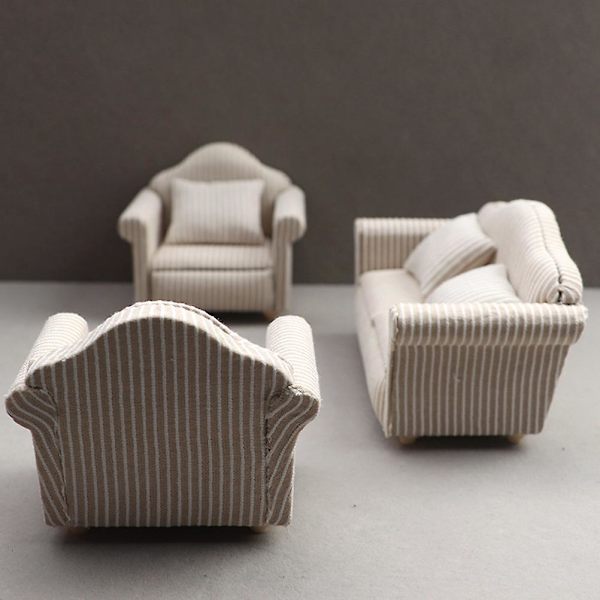 3 stk. Miniature sofa til dukkehus - Miniature sofa model - Miniature sofa pude