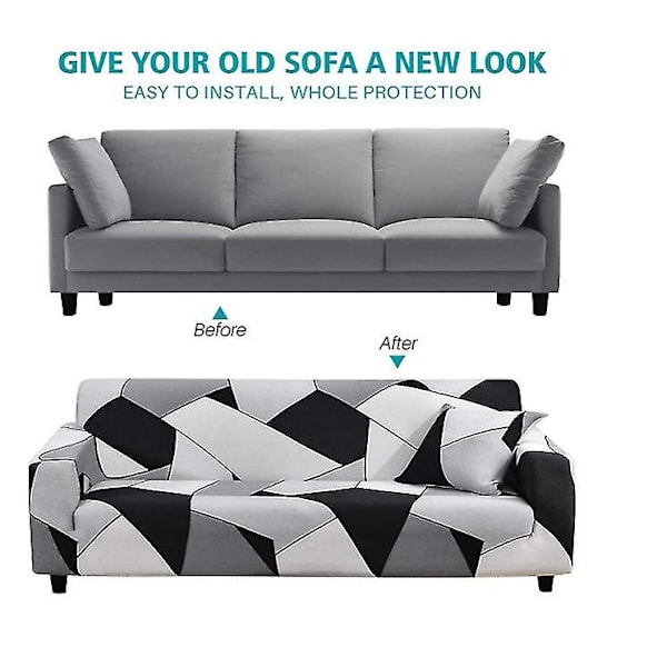 Sofaovertræk til stue, sofaovertræk 2-personers, (gratis pudebetræk) strækbart sofaovertræk beskyttelse, let tilpasset elastisk vaskbart sofaovertræk (sort)