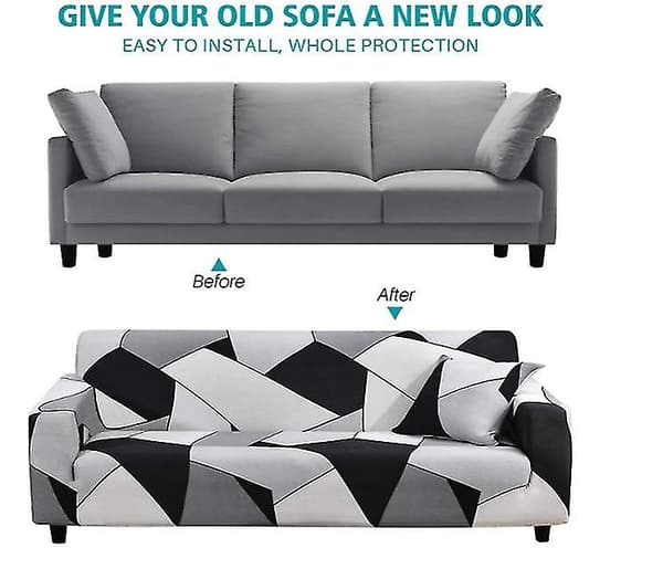Sofaovertrekk for stue, sofaovertrekk 2 seter, (gratis putetrekk) stretch sofaovertrekk beskyttelse, enkel passform elastisk vaskbart sofaovertrekk (svart)