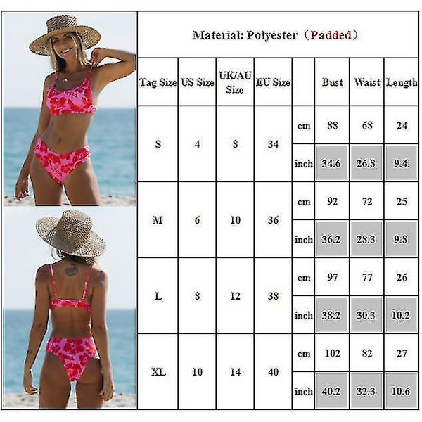 Uima-asun alushousut Bikini Uimapuku Ranta-asu Kukka Uinti Naiset