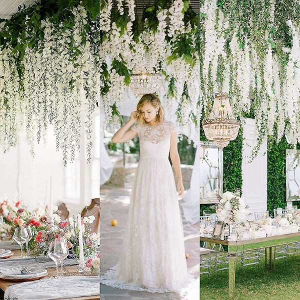 12-pack Konstgjorda Wisteria Hängande Blommor för Utomhusbröllop