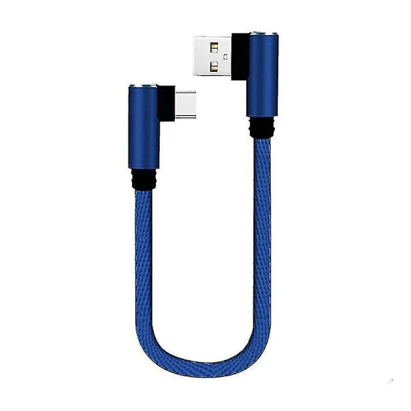 Snabbladdningskabel 0,25 m Dubbel armbåge Typ C Datakabel Usb-kabel Blue