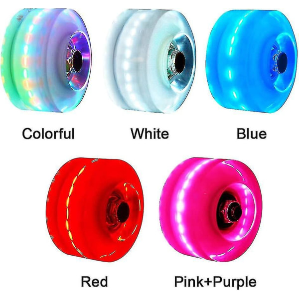 4 lyse hjul til dobbeltrækkede og blinkende rulleskøjter
