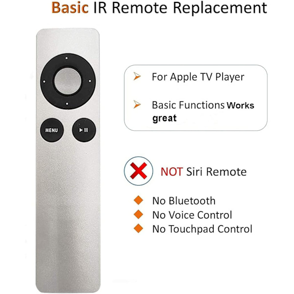 Udskiftningsfjernbetjening til APPLE TV MC377LL/A 1. 2. 3.