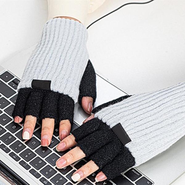 Uppvärmda handskar halvfinger stickning hem USB vinter hand varm
