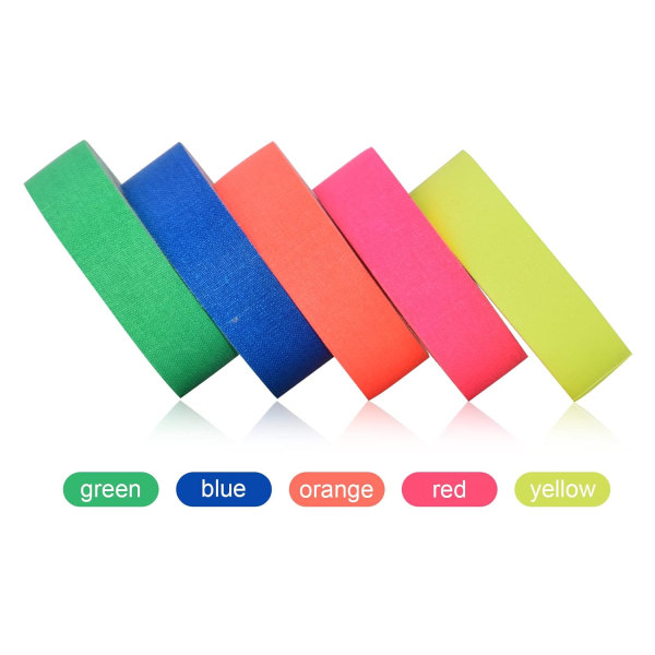 Ultraviolett fluorescerande fårtejp 5 färger 12,5 mm x 5 m - Förpackning med 10 rullar Style-1