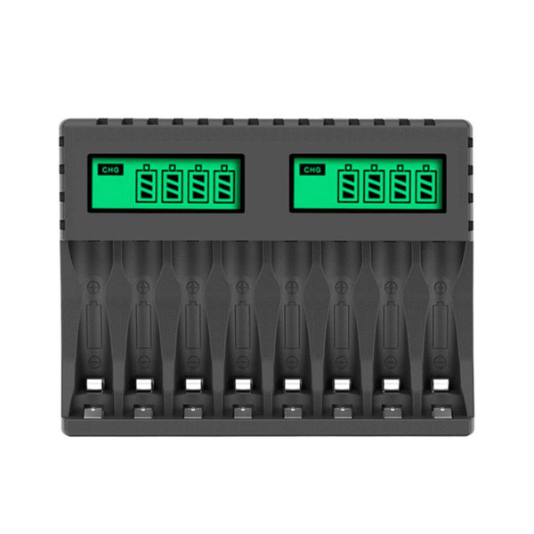 8 Slots Batterioplader Aa/aaa Digital Display Genopladelige batterier Oplader