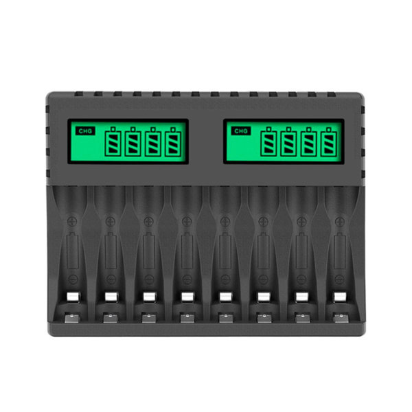 8-spors batterilader AA/AAA digitalt display oppladbare batterier lading