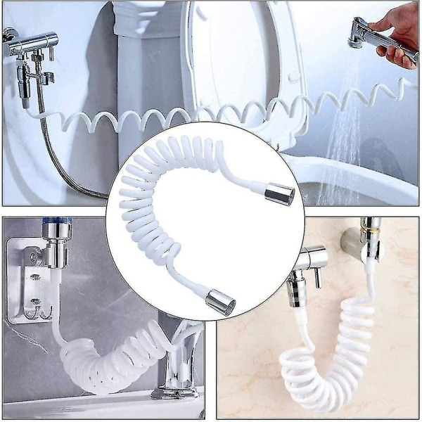 Spring fleksibel bruseslange - god fleksibilitet til VVS Toilet Bidet Sprøjtepistol Badeværelse (hvid - 1 stk)