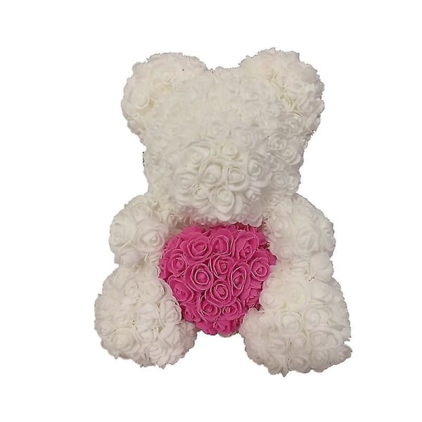 Timubike 2022 Dropshipping 40cm Rose Bear Hjerte Kunstig Blomst Rose Teddy Bear For Kvinner Valentinsdag Bryllup Bursdag Julegave White rose red H 25CM