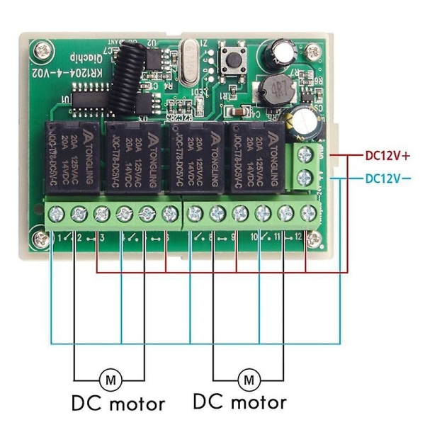 Dc12v 24v 4ch Fjernbetjening Afbryder 433m Modtagelse Kontrol Firevejs Relæ Modul