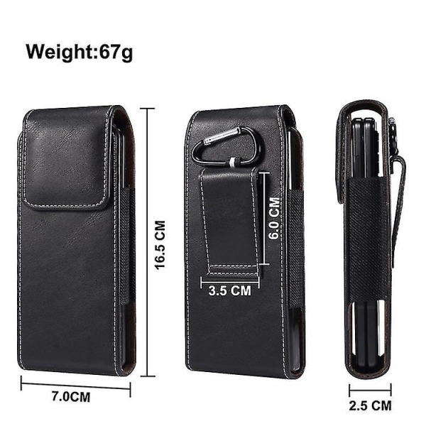 Læder bælteclips Telefonhylster Talje Bærende Hængepose Etui Kompatibel Samsung Galaxy Z Fold 4/z Fold 3 Black