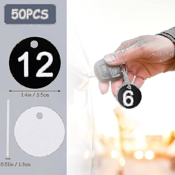 Svarte plastnummerlapper 1-50 - Nummererte brikker og bordnumre