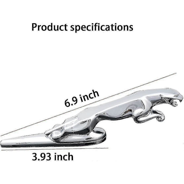 3D Emblem til Jaguar - Bilforside, Hættepynt, Krom Eagle Badge, Biltilbehør