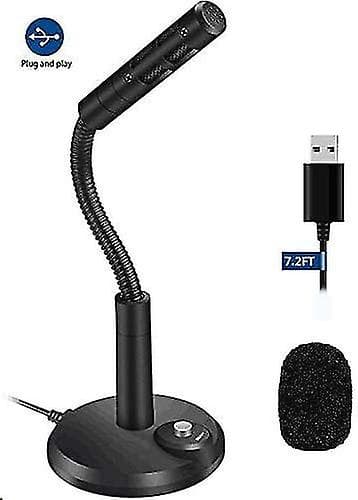USB-mikrofon for datamaskiner - Plug & Play, demperknapp, LED-indikator, kompatibel med Mac/Windows