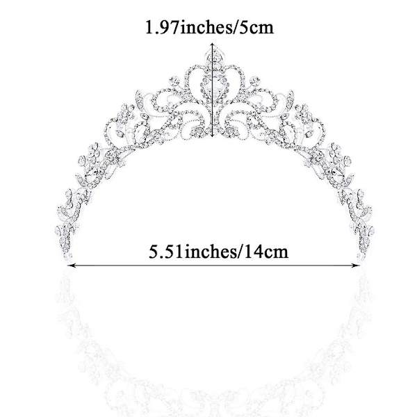 Bröllopskrona och tiara med kristaller, kompatibel med brudens håraccessoarer, silver Hart Tiara, kompatibel med kvinnor och flickor