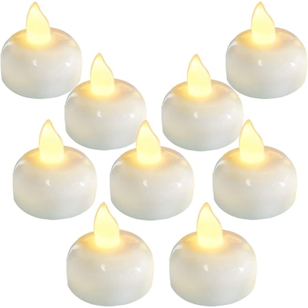 Pack of 24 Waterproof Flameless Floating Tea Lights, Warm White Battery Blinking LED Tea Light Candles - Weddings, Parties, Centerpieces, Pool & Spa