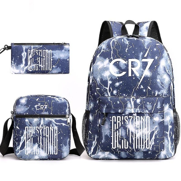 Mode Cr7 3st Set Ryggsäck Mochila Nya Studenter Kapacitet Skolväskor Bokväska Resväska M 8 Only Backpack