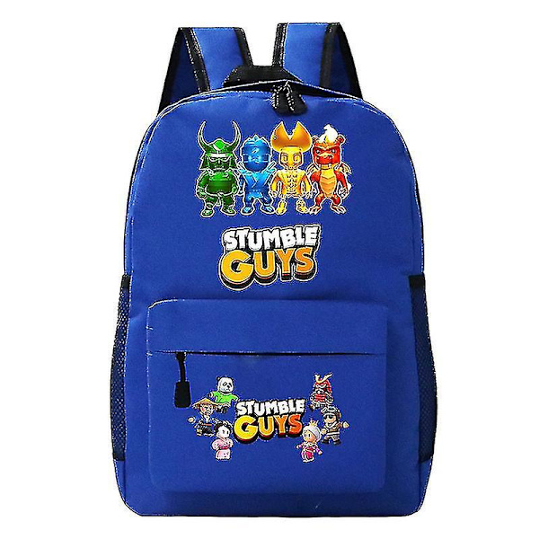 Stumble Guys Skolesekk 2023 Trendy Ryggsekker Studentsekk Kawaii Lett Enkel Ryggsekk Søt Multifunksjonell Ripstop Skolesekk Blue