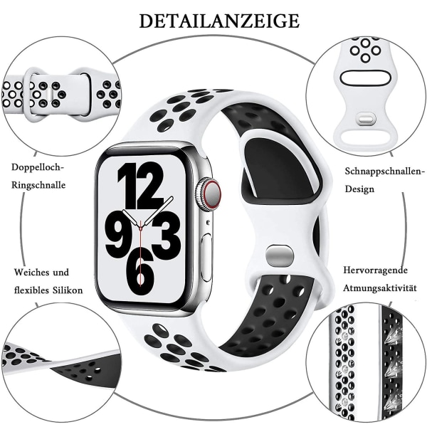 Sportarmband Compatibel Mit Apple Watch Strap Atmungsaktives Silikon-doppelloch-schnallenarmband Fr Iwatch Series 7 Se