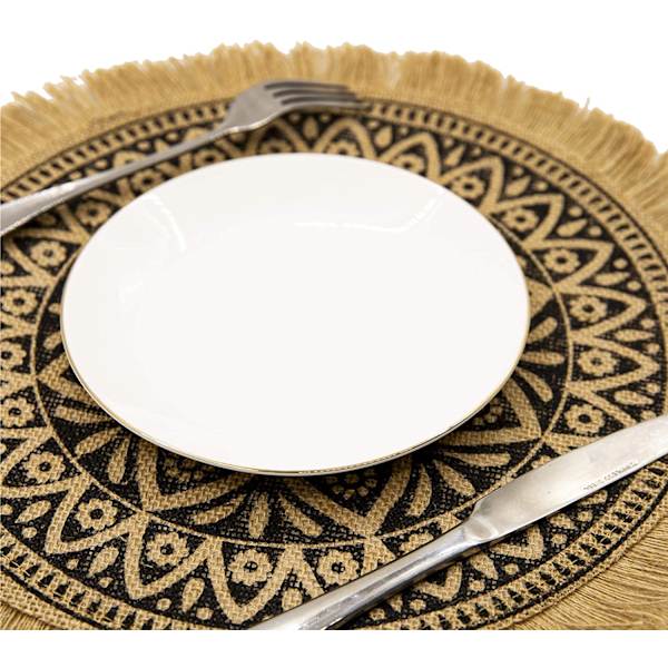 Runde Placemats, Sett med 4, Vevde Kjøkkenbordmatter