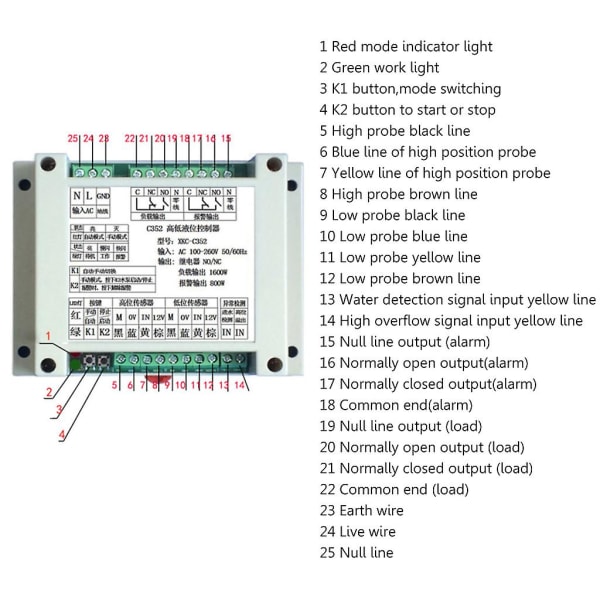 Høj og lav væskeniveau intelligent controller med 2 kontaktfri sensor modul automatisk kontrol væske vand niveau detektionsværktøj