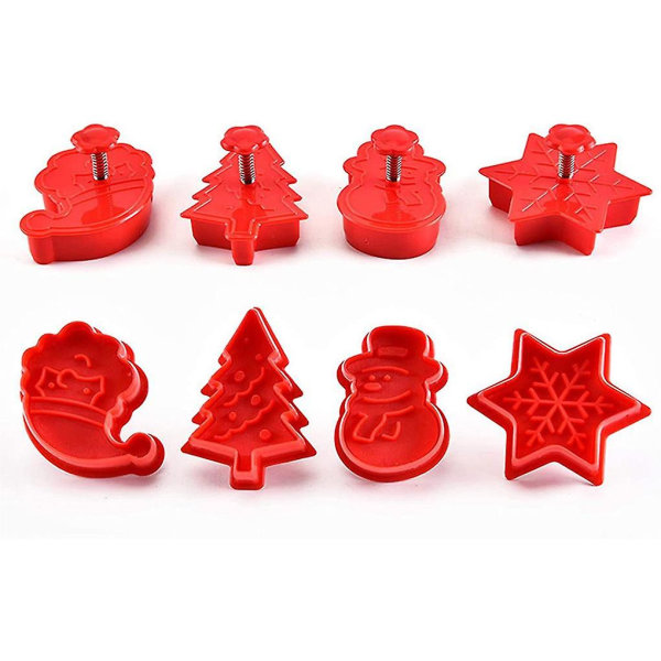 4 Pack Christmas Cookie Cutter Sæt Holiday Cookie Forme til 3d Cookie