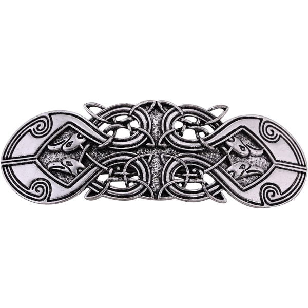 Metall Celtic hårspänne retro Odins korp hårnål handgjorda våren nypa hår smycken bröllop brud håraccessoarer kvinnor（Silver）