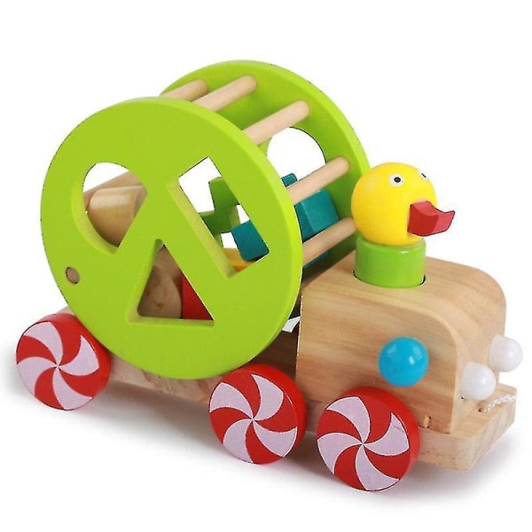 Ælling træ, vogn pædagogisk træklegetøj til baby