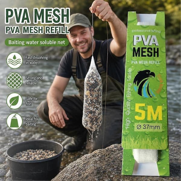PVA Mesh Agnføder - Vandopløselig, 5m, Karpefiskeri, 3.7cm, Lystfiskeri