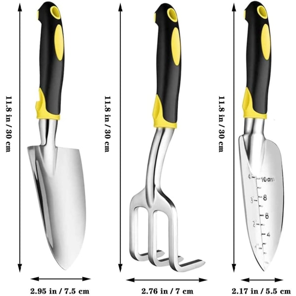 Trädgårdsredskap 3 delar Hand Rake Spatula Transplanter Trädgårdssatser för trädgårdsskötsel