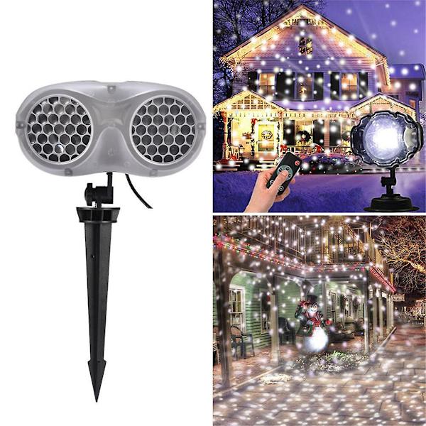 Jule Snøfnugg LED Projektor Lys Vanntett Snøfall Projeksjonslampe Med Fjernkontroll For Jul Feriefest Hage Uteplass