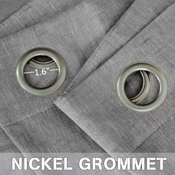 52 tommers bredde med 108 tommers lengde naturlige linblandede gardinpaneler for stue / lysreduserende lin transparente gardiner, nikkelmaljer vindu