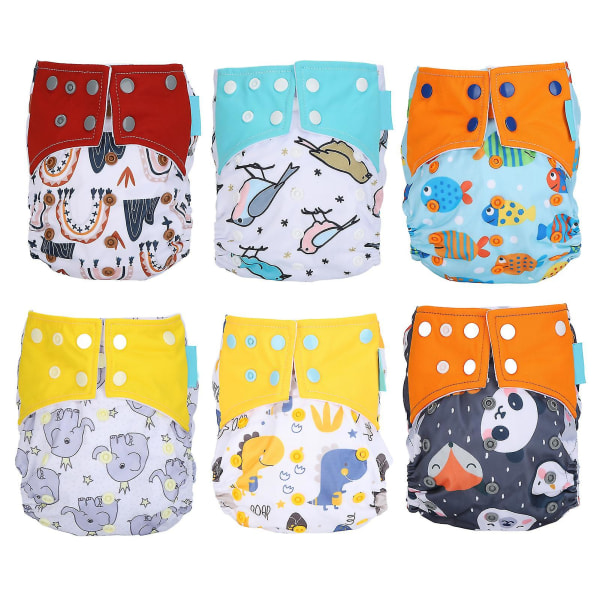 6pcs Baby Cloth Pocket Diaper Washable Reusable Breathable Baby Nappy For 02 Years Toddler